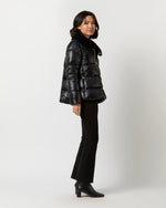 Load image into Gallery viewer, Shiny Nylon Short Jacket With Faux Fur in Black
