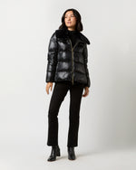 Load image into Gallery viewer, Shiny Nylon Short Jacket With Faux Fur in Black
