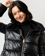 Load image into Gallery viewer, Shiny Nylon Short Jacket With Faux Fur in Black
