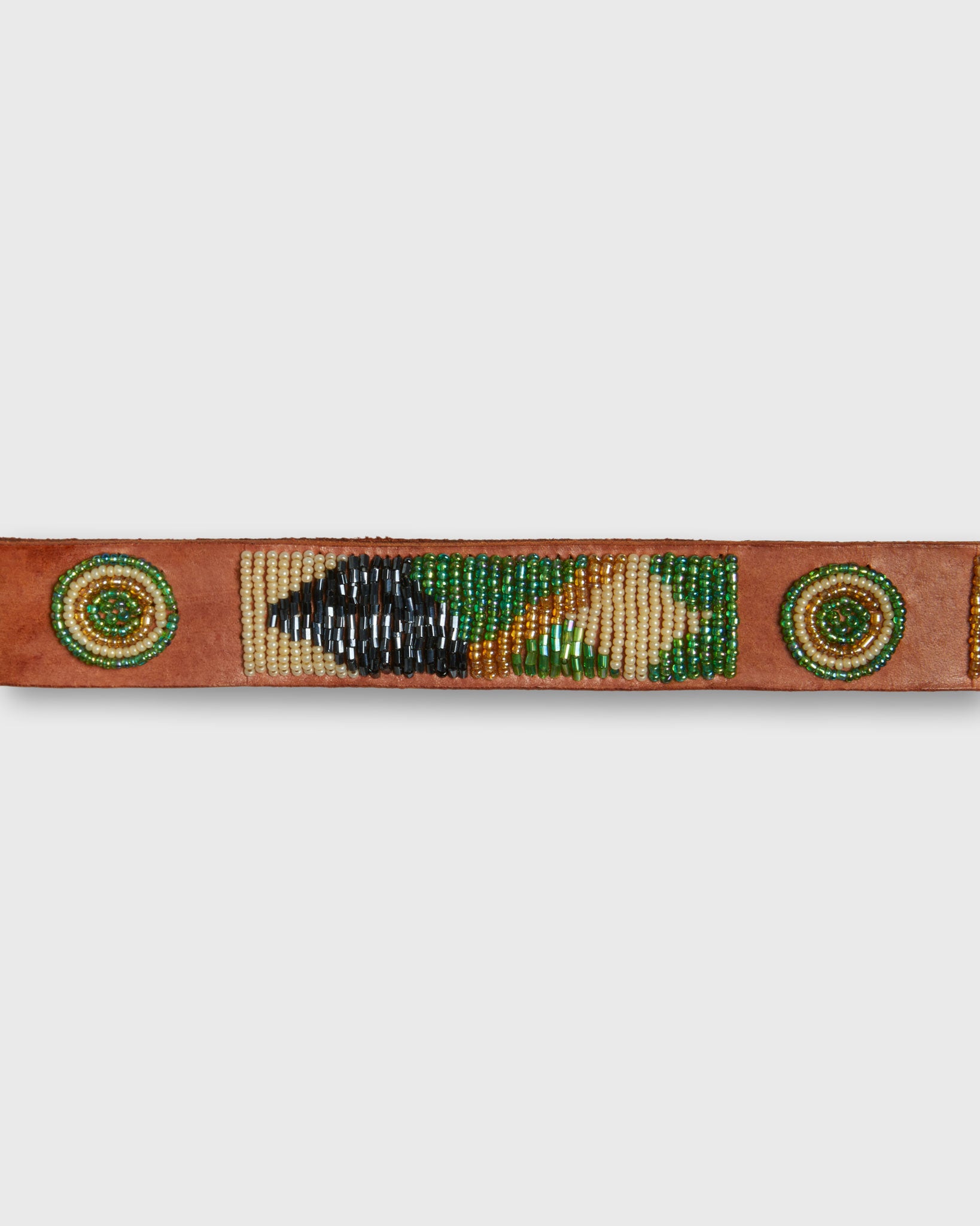 1.25" African Beaded Belt in Green/Tan Toto