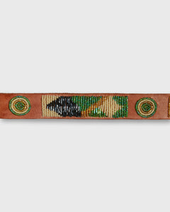 1.25" African Beaded Belt in Green/Tan Toto