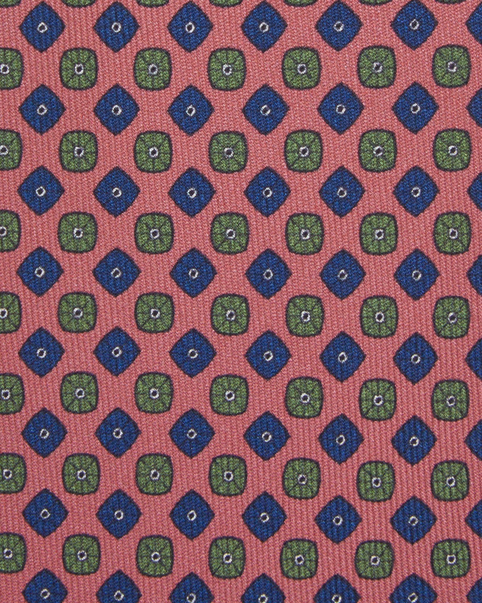 Silk Print Tie in Coral/Blue/Green Foulard