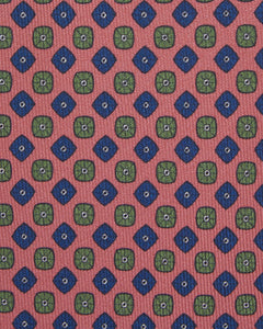 Silk Print Tie in Coral/Blue/Green Foulard