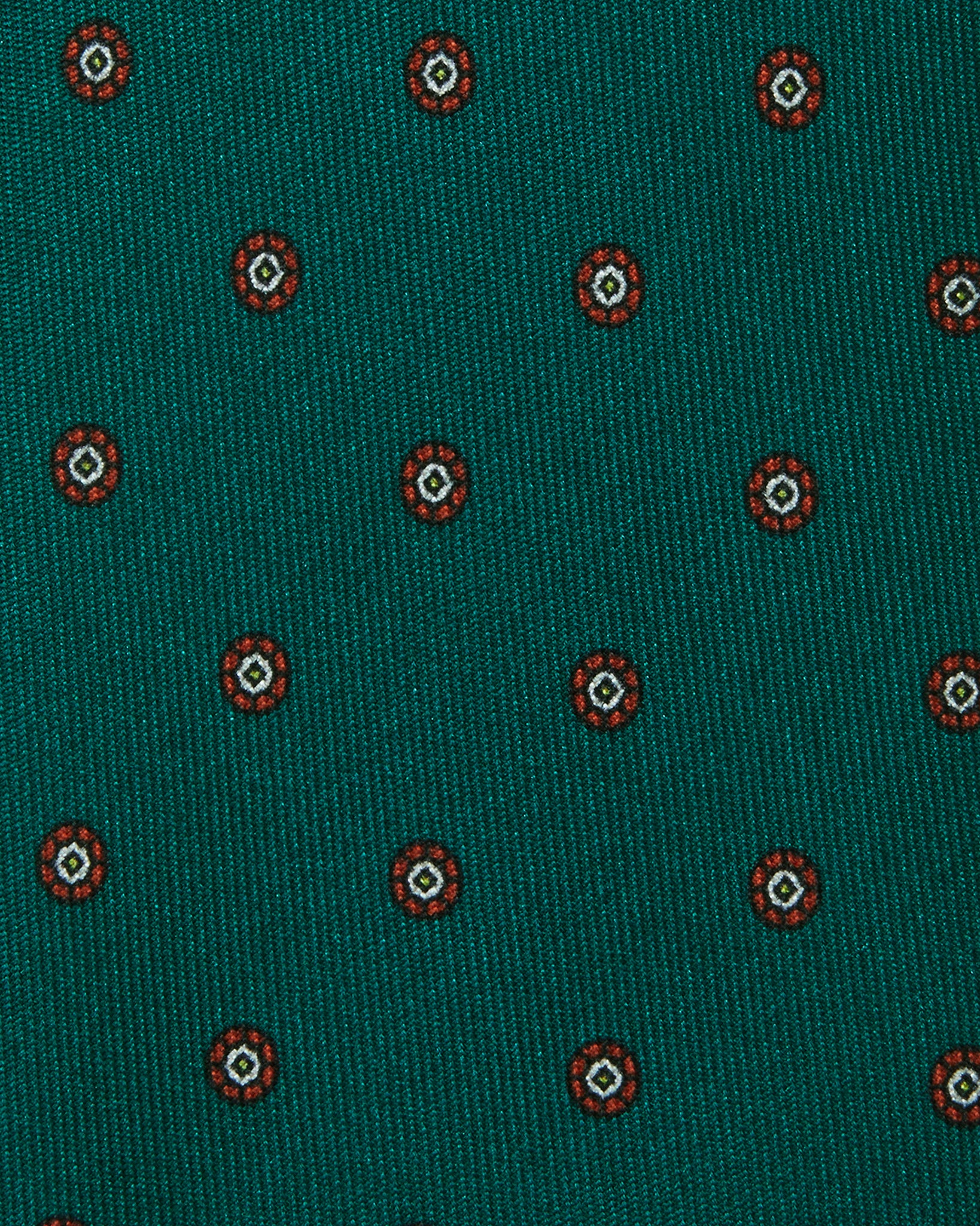 Silk Print Tie in Pine/Red Foulard