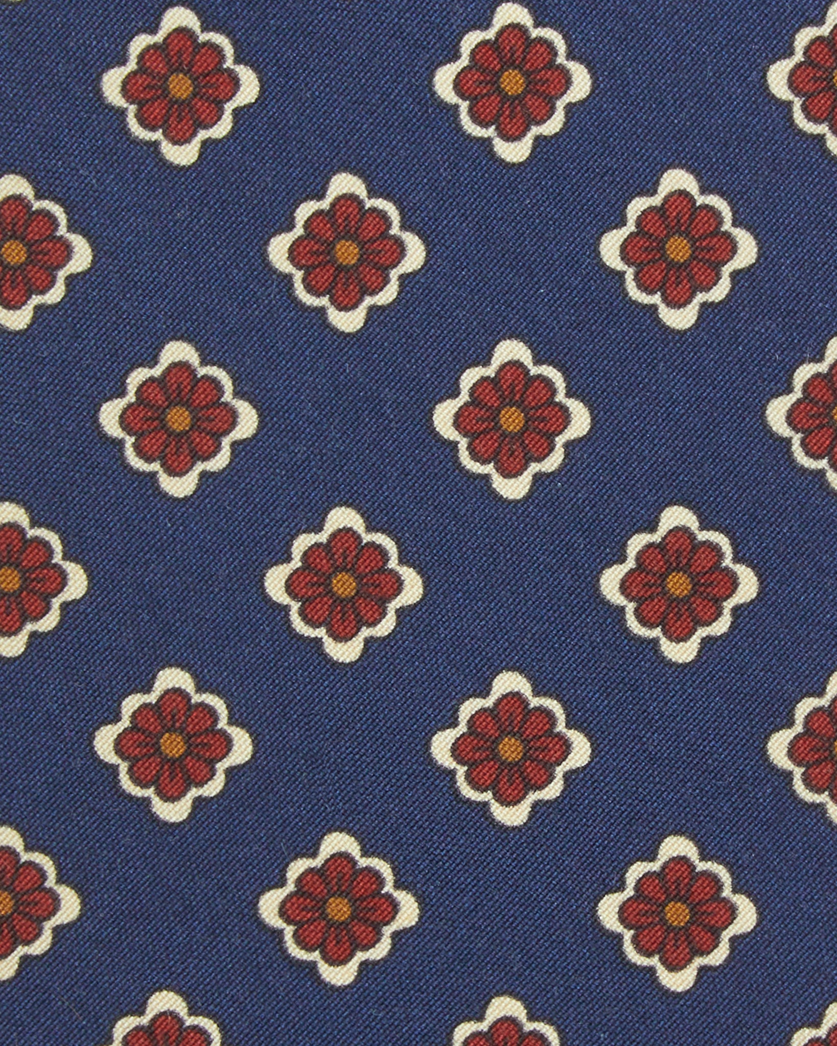 Silk Print Tie in Blue/Red/Butter Flower