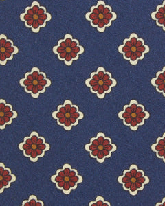 Silk Print Tie in Blue/Red/Butter Flower