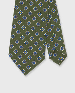 Silk Print Tie in Green/Blue/Butter Flower