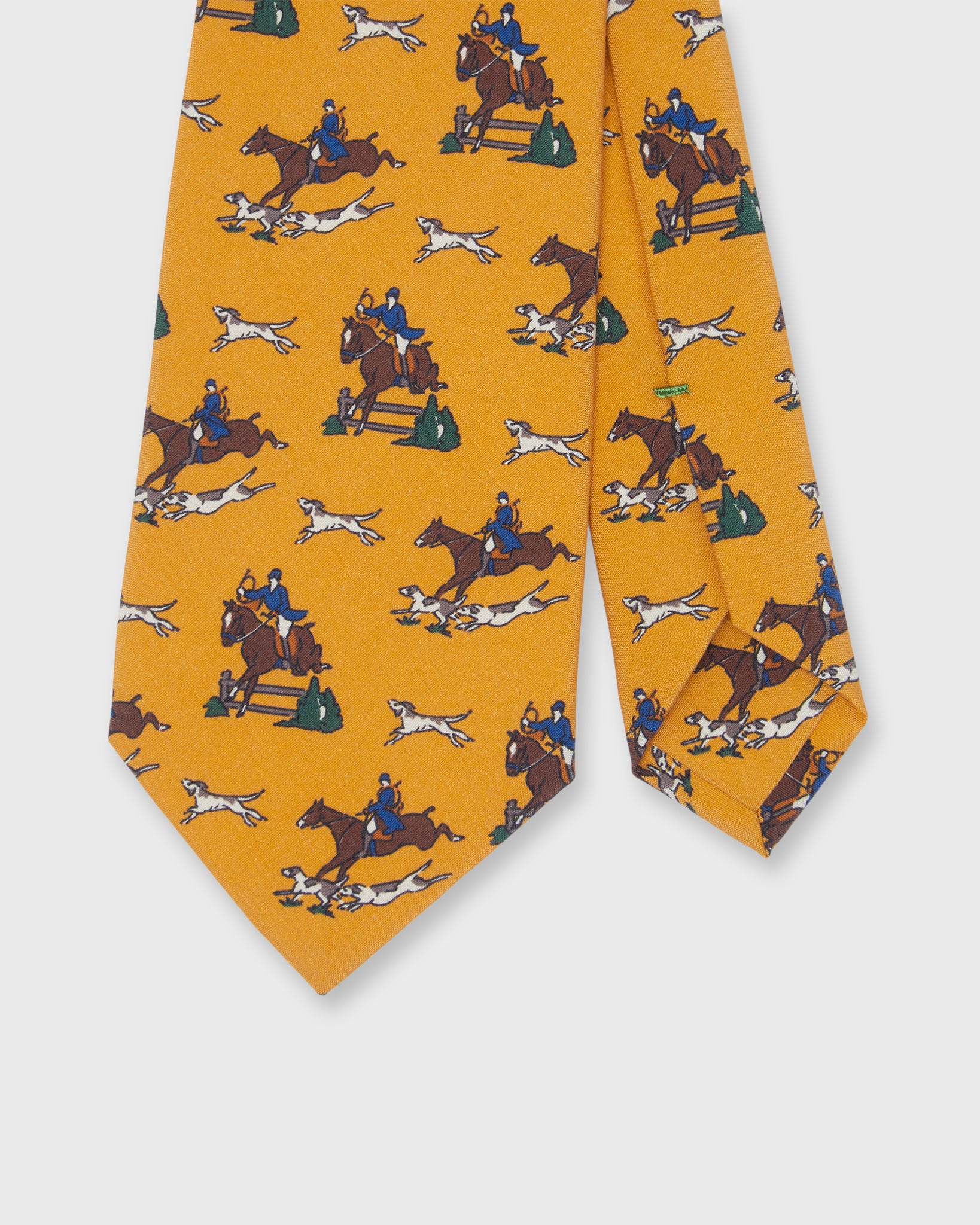 Silk Print Tie in Gold Fox Hunt