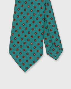 Silk Print Tie in Sage/Umber/Brown Flower