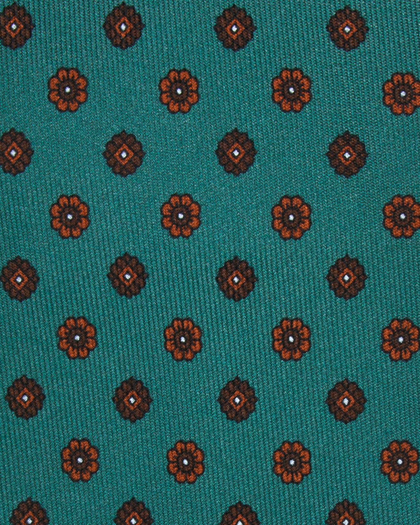 Silk Print Tie in Sage/Umber/Brown Flower