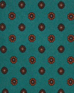 Silk Print Tie in Sage/Umber/Brown Flower