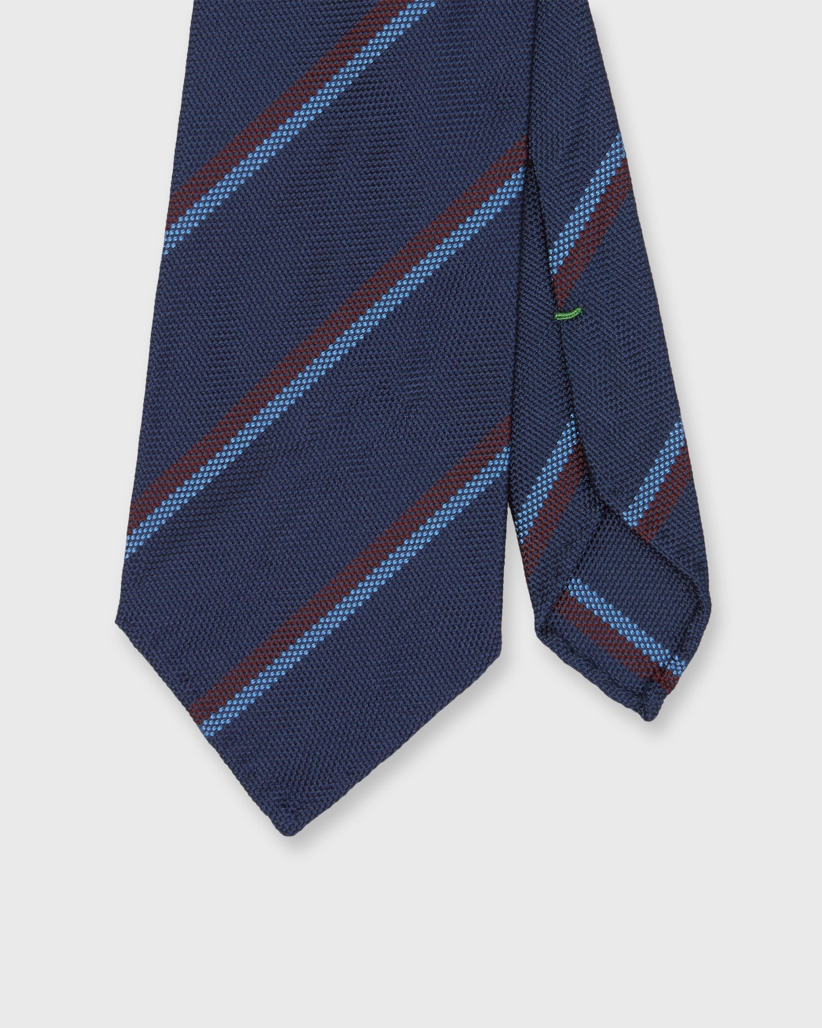 Silk Woven Tie in Cadet/Mist/Brown Stripe