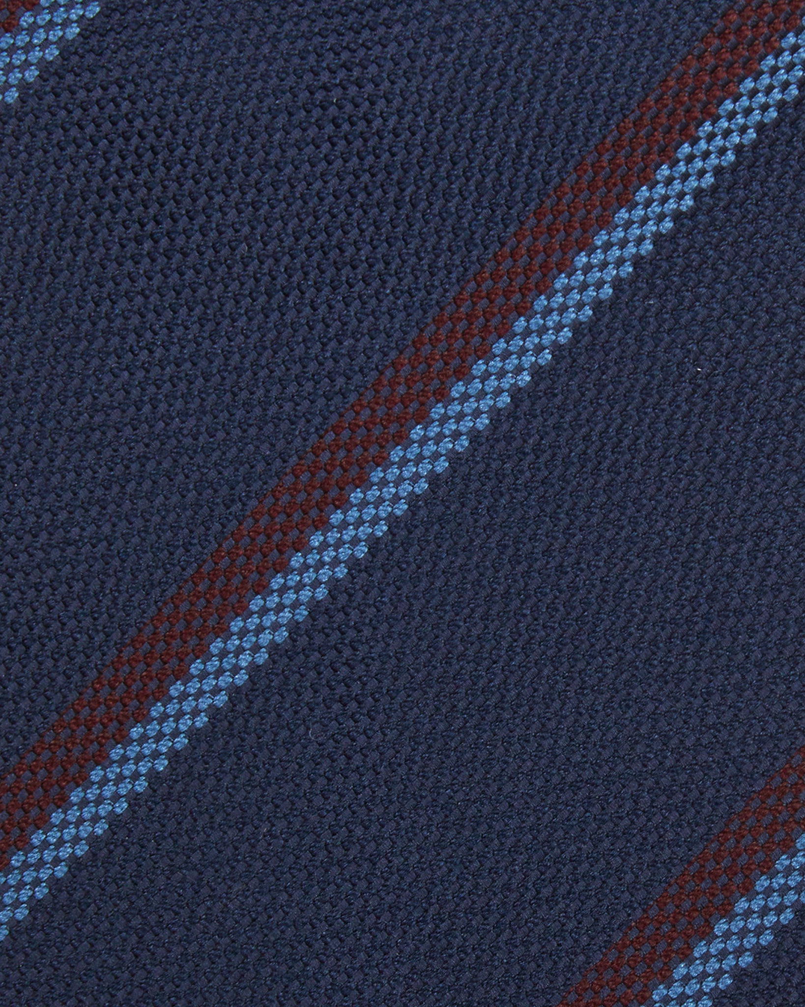 Silk Woven Tie in Cadet/Mist/Brown Stripe