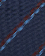 Load image into Gallery viewer, Silk Woven Tie in Cadet/Mist/Brown Stripe
