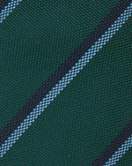 Load image into Gallery viewer, Silk Woven Tie in Lovat/Sky/Navy Stripe
