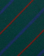 Load image into Gallery viewer, Silk Woven Tie in Lovat/Royal/Red Stripe
