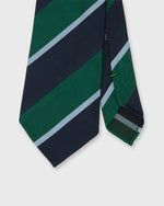 Load image into Gallery viewer, Silk Woven Tie in Green/Navy/Mist Stripe
