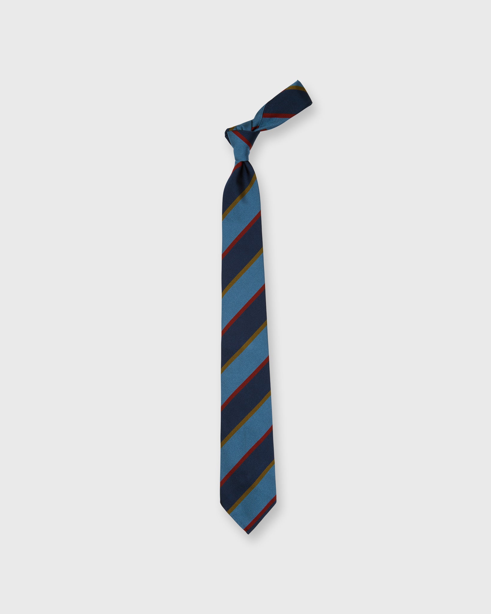 Silk Woven Tie in Navy/Sky/Gold/Red Stripe