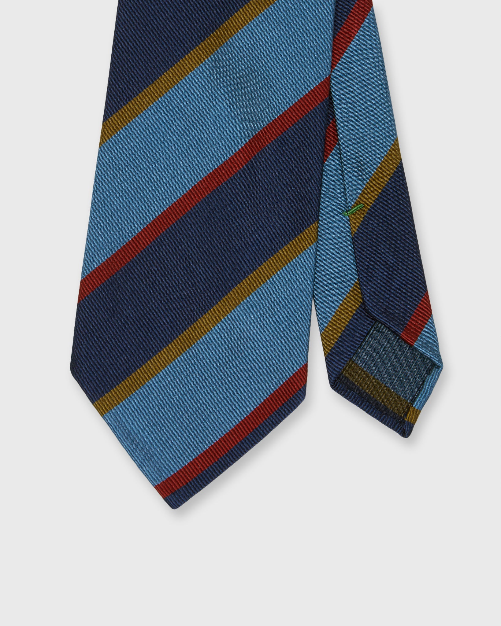 Silk Woven Tie in Navy/Sky/Gold/Red Stripe