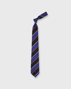 Silk Woven Tie in Navy/Stone/Royal/Orange Stripe