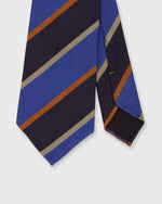 Load image into Gallery viewer, Silk Woven Tie in Navy/Stone/Royal/Orange Stripe
