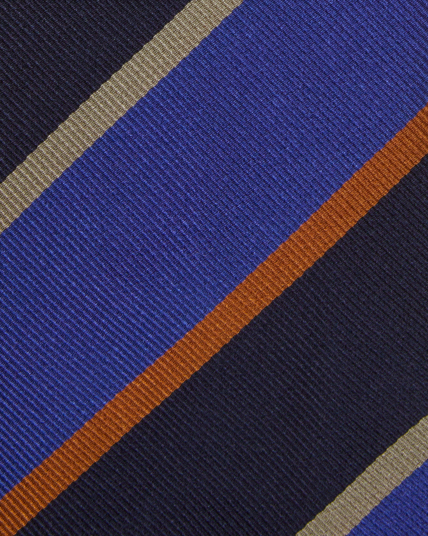 Silk Woven Tie in Navy/Stone/Royal/Orange Stripe