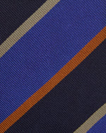 Load image into Gallery viewer, Silk Woven Tie in Navy/Stone/Royal/Orange Stripe
