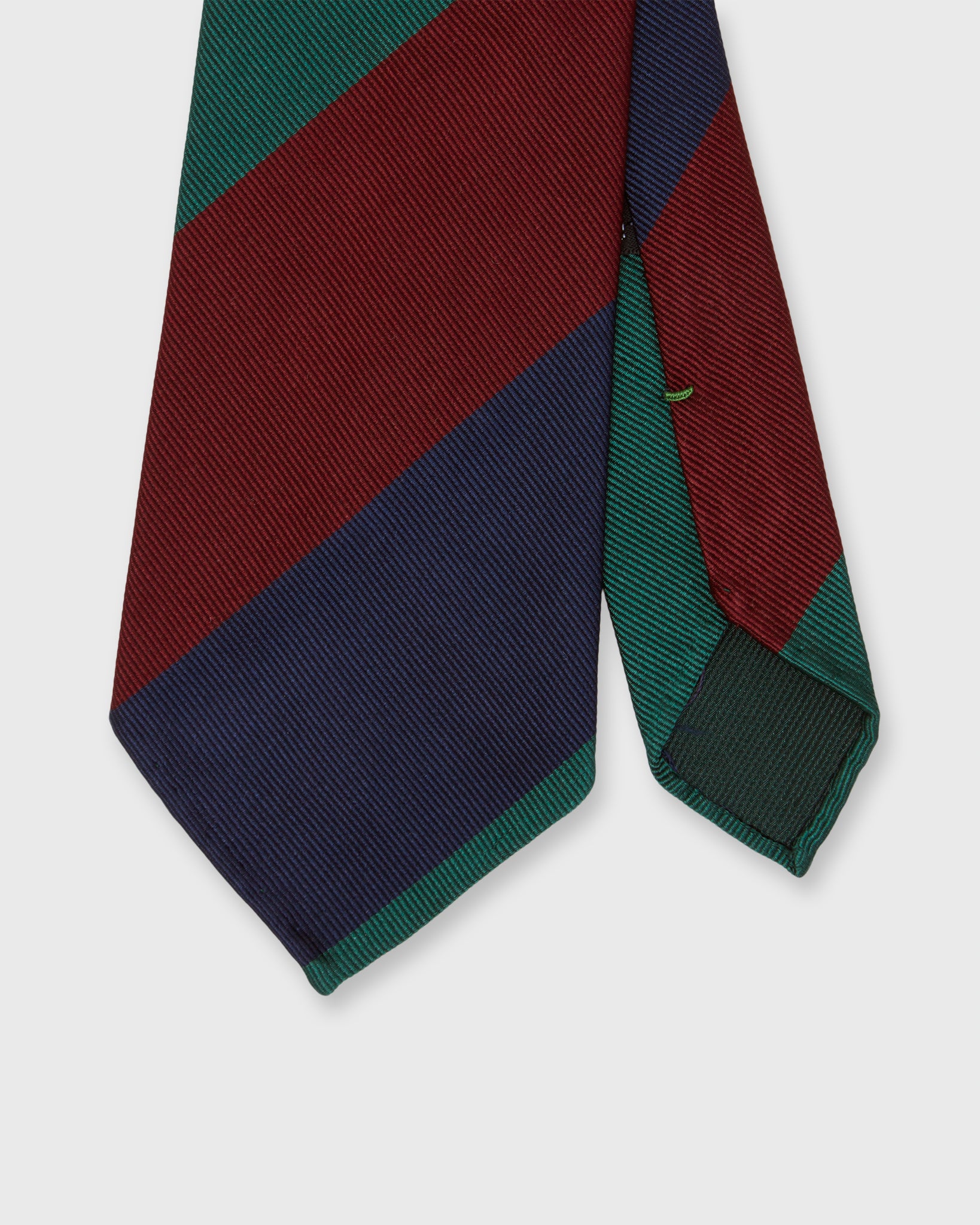 Silk Woven Tie in Navy/Green/Brick Stripe