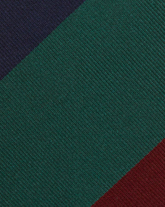 Silk Woven Tie in Navy/Green/Brick Stripe