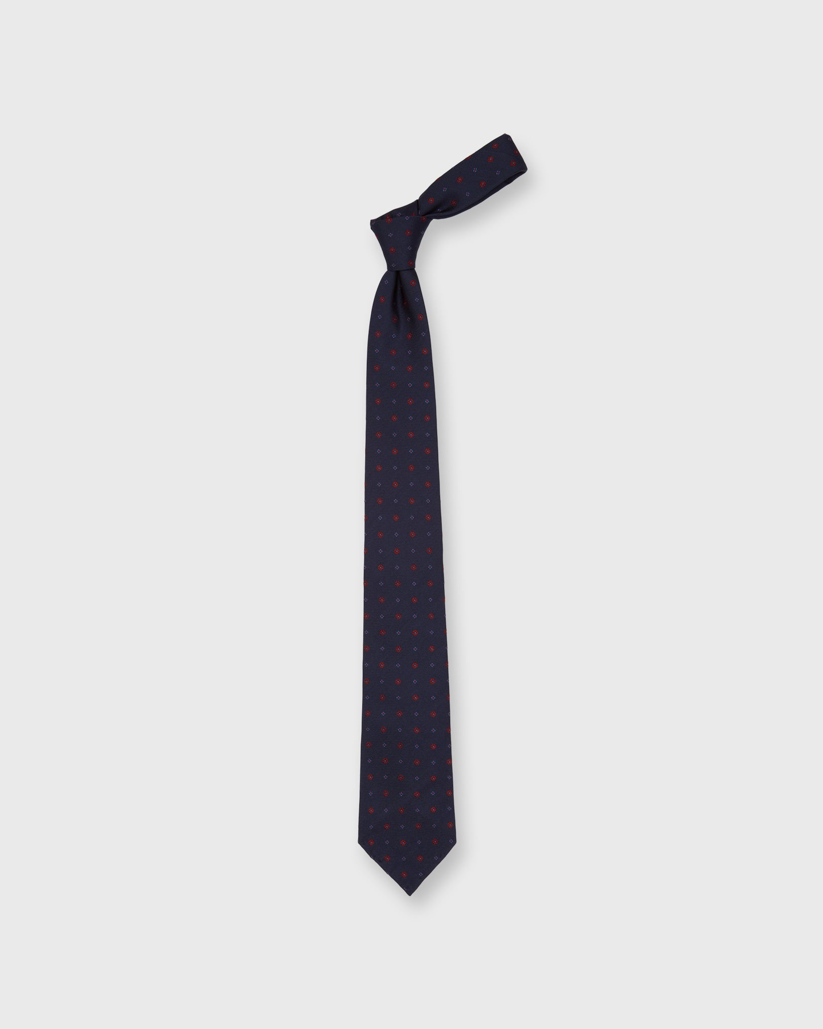 Silk Woven Tie in Navy/Red/Sky Foulard