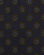 Load image into Gallery viewer, Wool Print Tie in Midnight/Olive/Blue Medallion
