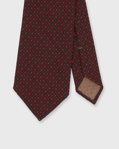 Wool Print Tie in Red/Lovat/Gold Flower