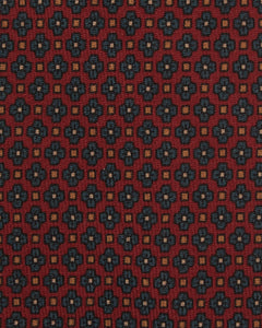 Wool Print Tie in Red/Lovat/Gold Flower