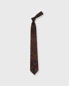 Wool Print Tie in Brown/Navy Large Paisley