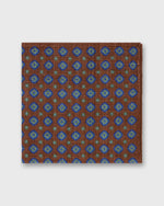 Load image into Gallery viewer, Wool/Silk Pocket Square in Brown/Blue/Green Medallion
