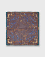 Load image into Gallery viewer, Wool/Silk Pocket Square in Chestnut/Aegean/Blue Equestrian
