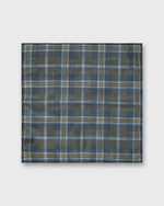 Load image into Gallery viewer, Wool/Silk Pocket Square in Smoke/Sky/Yellow Plaid
