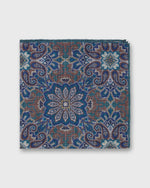 Load image into Gallery viewer, Wool/Silk Pocket Square in Lovat/Blue/Dusty Rose Mosaic
