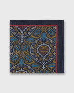 Load image into Gallery viewer, Wool/Silk Pocket Square in Midnight/Blue/Red Tapestry
