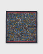 Load image into Gallery viewer, Wool/Silk Pocket Square in Midnight/Blue/Red Tapestry
