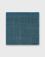 Load image into Gallery viewer, Wool/Silk Pocket Square in Blue/Orange/Brown Foulard
