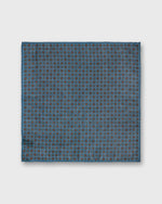 Load image into Gallery viewer, Wool/Silk Pocket Square in Cornflower/Brown/Green Foulard
