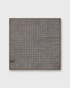 Wool/Silk Pocket Square in Brown/Blue/Orange Foulard