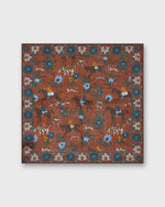 Load image into Gallery viewer, Wool/Silk Pocket Square in Umber Foxhunt
