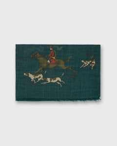 Wool/Cashmere Print Scarf in Green Foxhunt