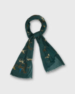 Load image into Gallery viewer, Wool/Cashmere Print Scarf in Green Foxhunt
