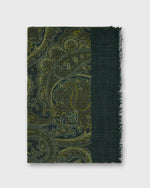 Load image into Gallery viewer, Wool/Cashmere Print Scarf in Midnight/Olive Paisley
