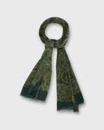 Load image into Gallery viewer, Wool/Cashmere Print Scarf in Midnight/Olive Paisley
