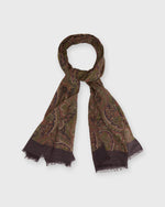 Load image into Gallery viewer, Wool/Cashmere Print Scarf in Brick/Gold Paisley
