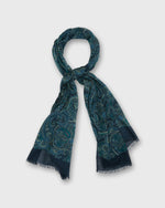 Load image into Gallery viewer, Wool/Cashmere Print Scarf in Navy/Mid Blue Paisley
